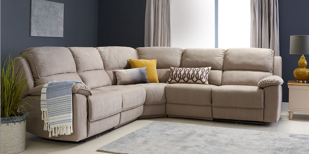 Morgan modular sofa with a throw and cushions on