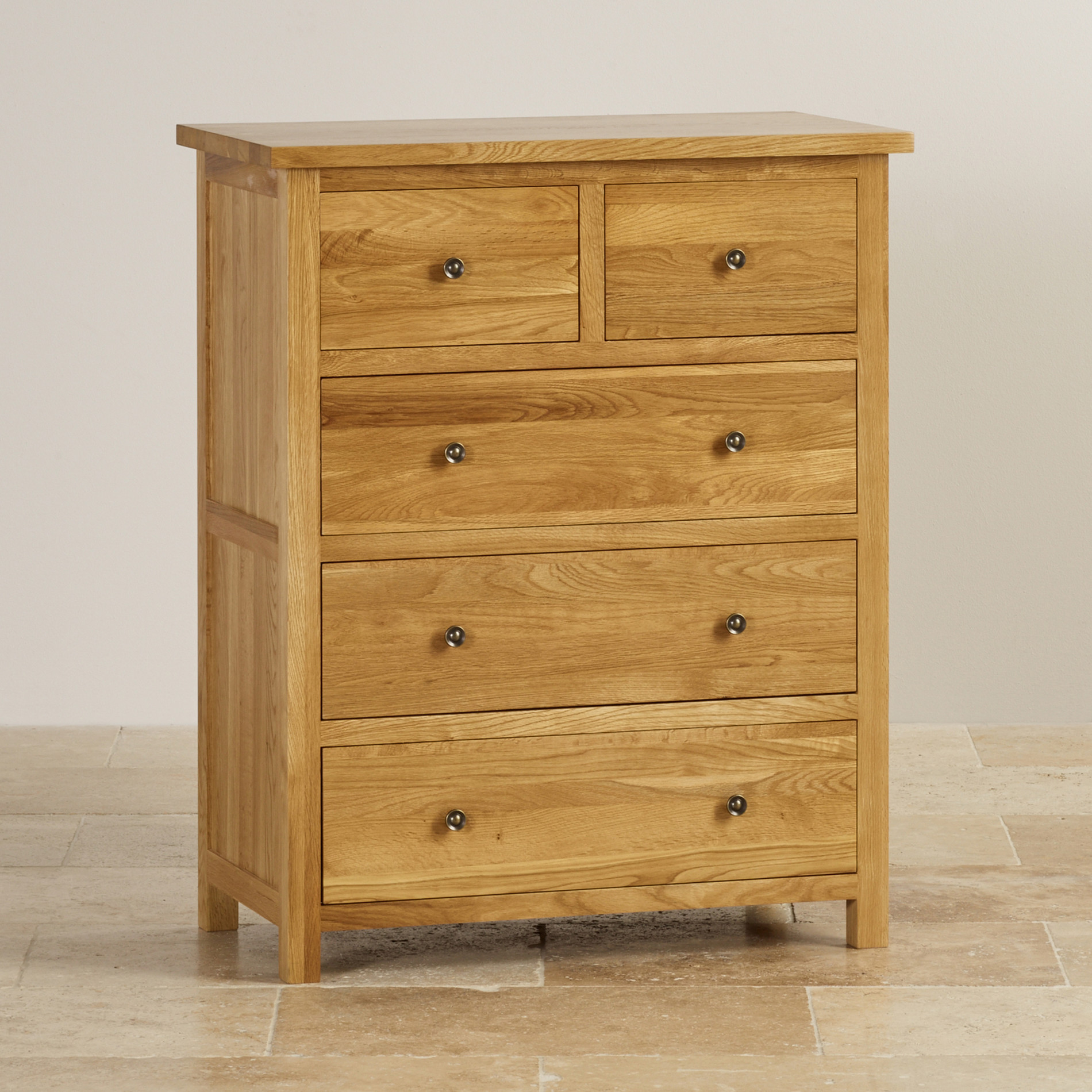 Cairo 3+2 Chest of Drawers in Solid Oak Oak Furniture Land