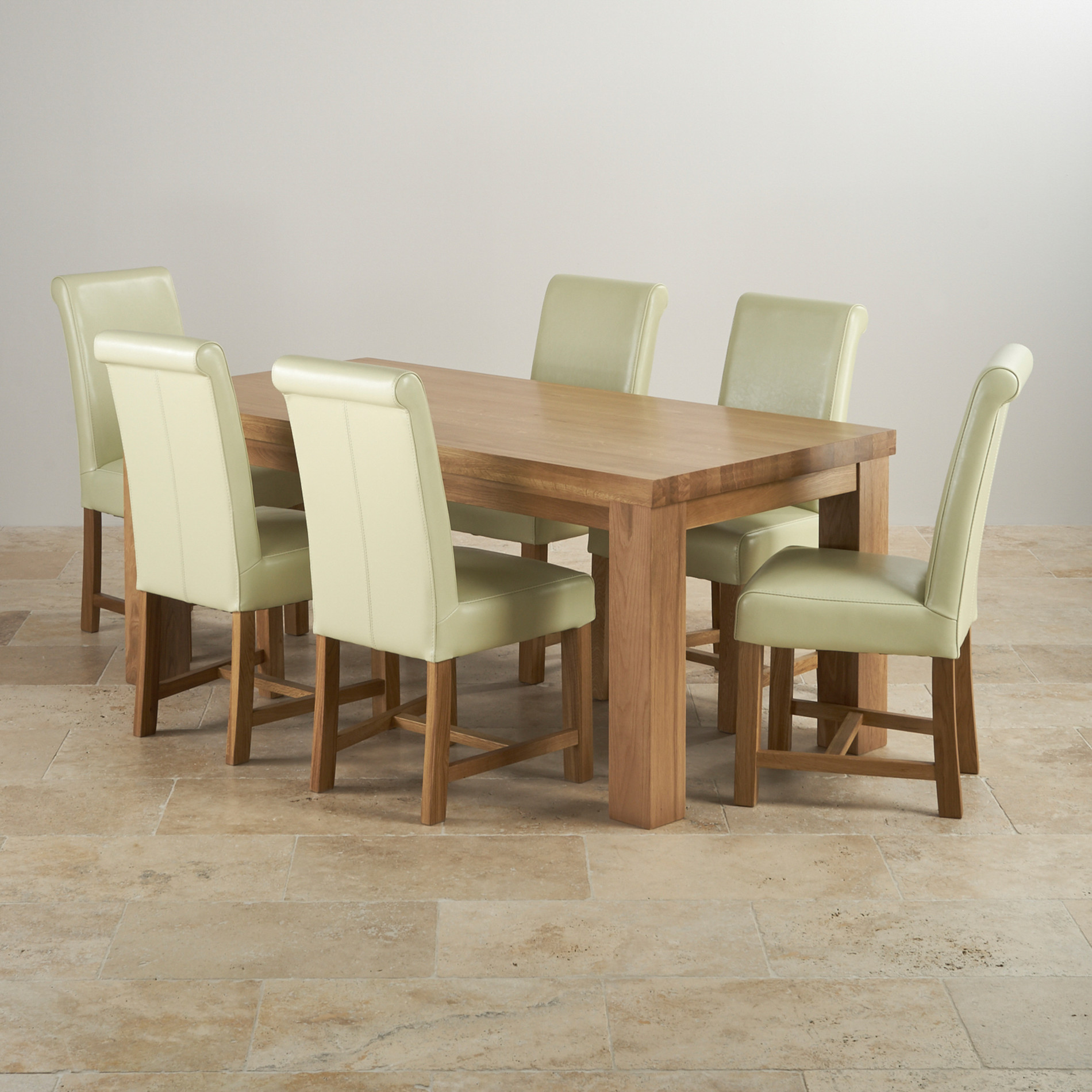 Oak Dining Tables: Contemporary Chunky 6ft Solid Oak Dining Set