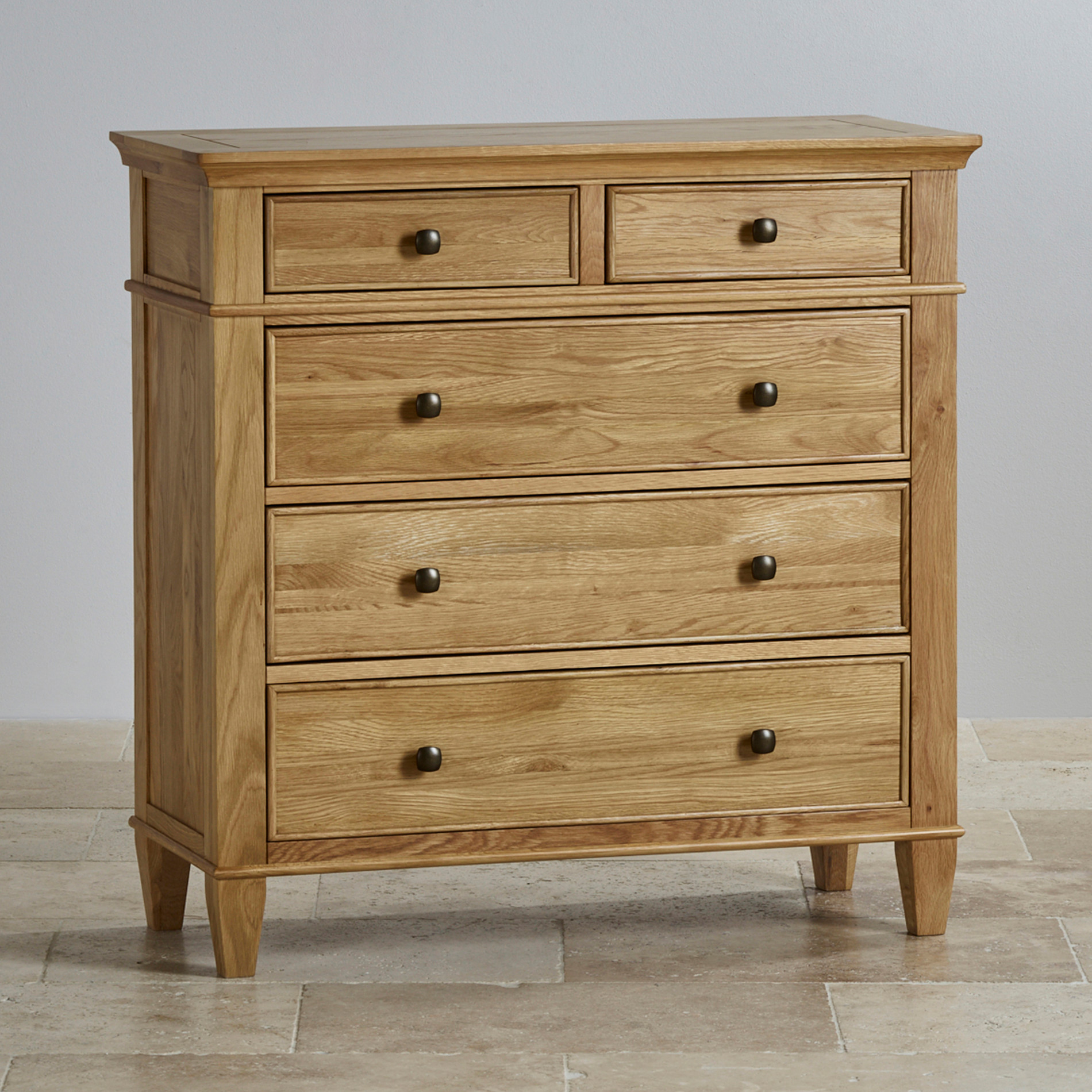 Classic 3+2 Drawer Chest in Solid Oak | Oak Furniture Land