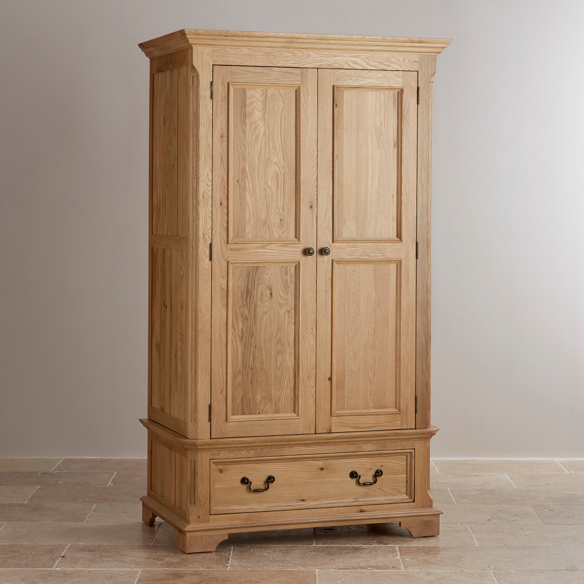 Double Wardrobe In Natural Solid Oak   Edinburgh Natural Solid Oak Double Wardrobe 55ca076e8e65f 