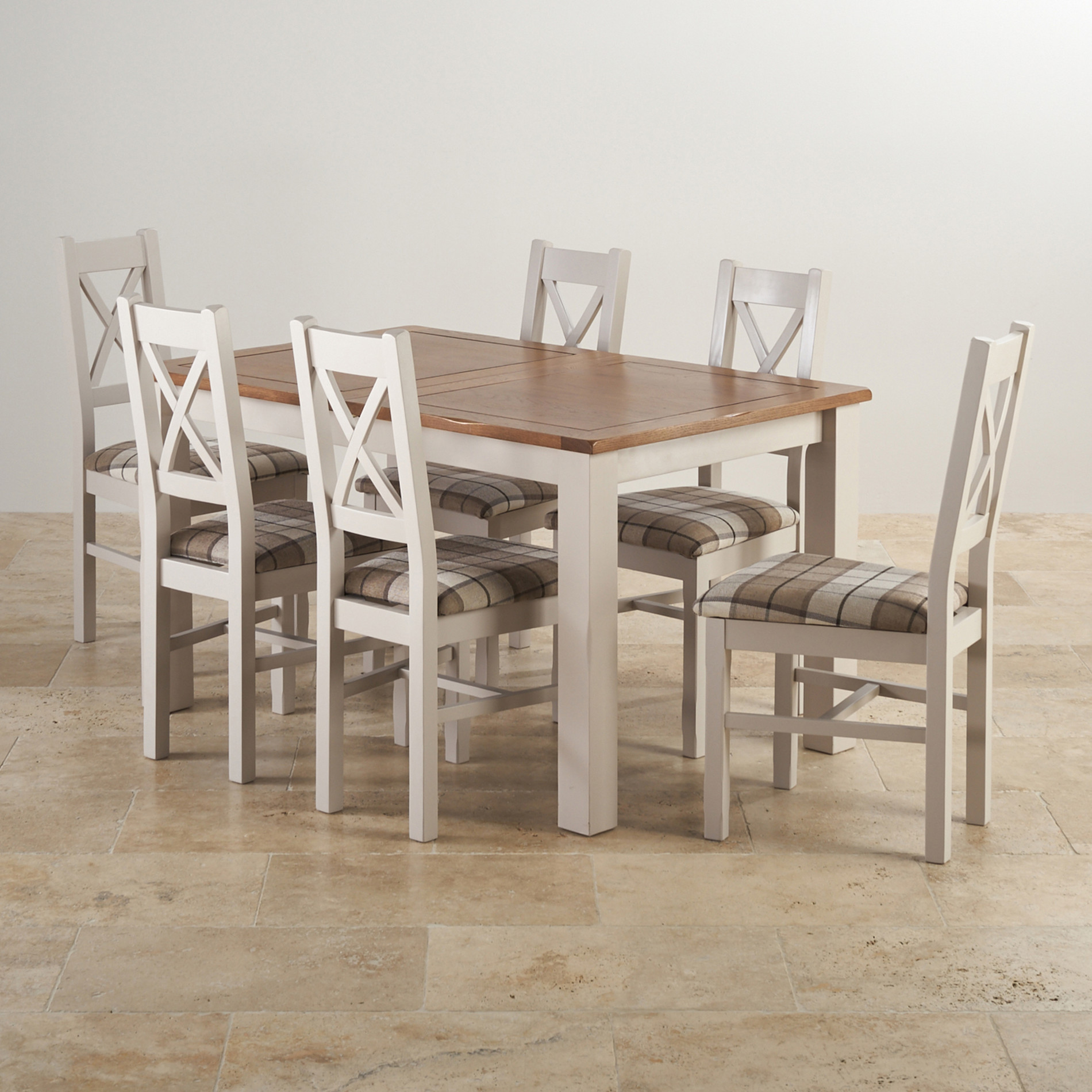 kemble rustic solid oak and painted 4ft 7 x 3ft extending dining table with 6 kemble chairs 57a8919b89cf6