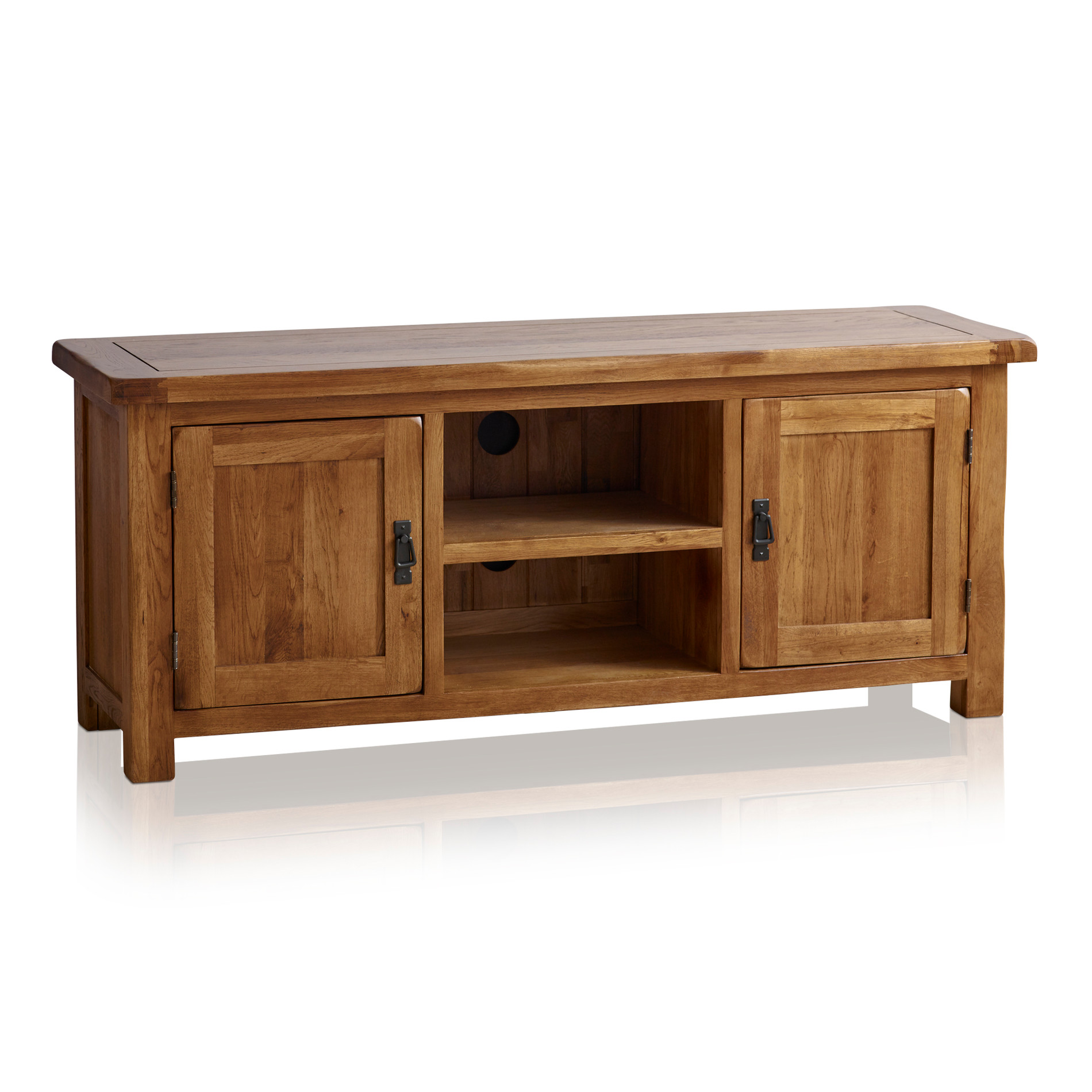 Original Rustic Wide TV Cabinet In Solid Oak Oak Furniture Land