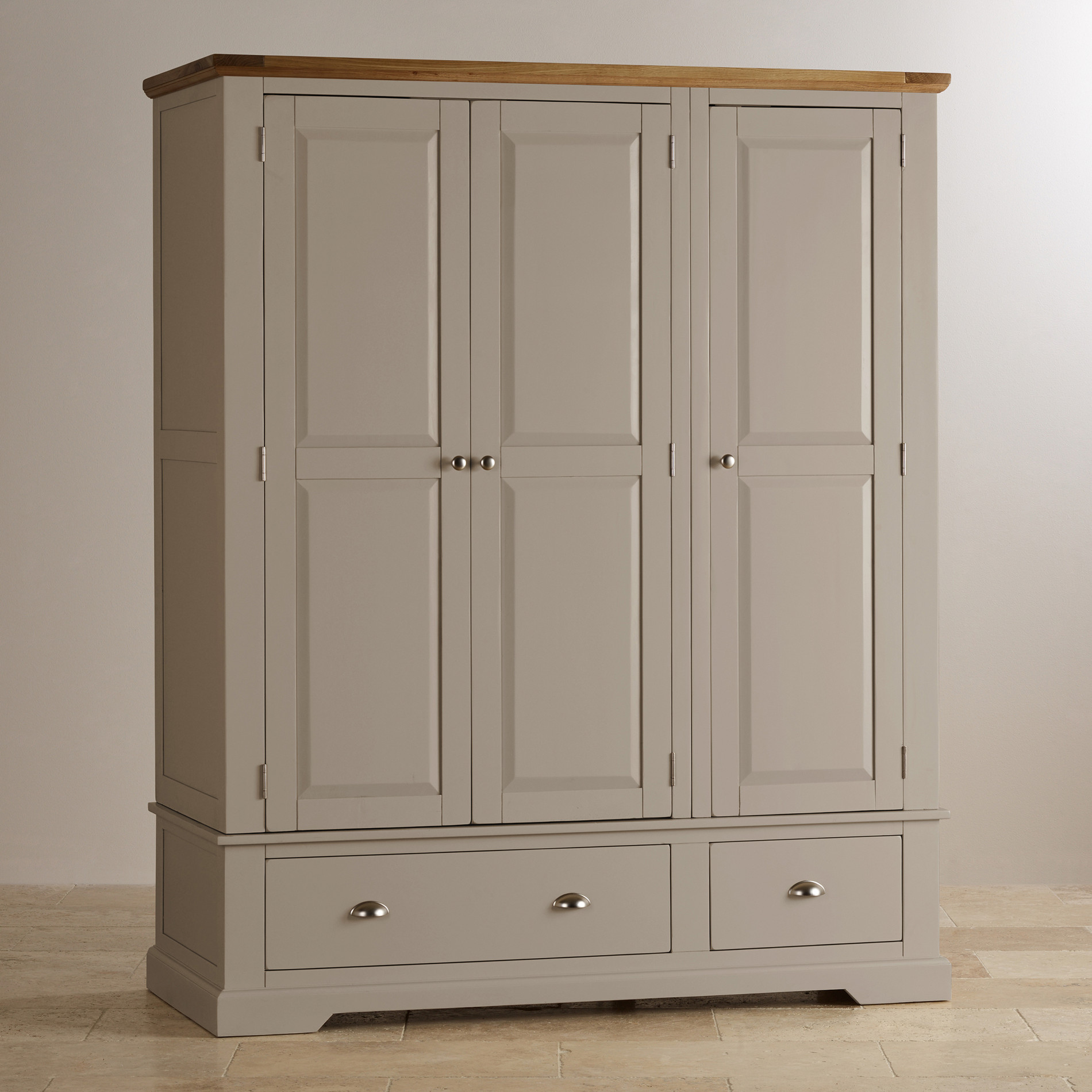 st ives natural oak and light grey painted triple wardrobe 57beb4f1df22c