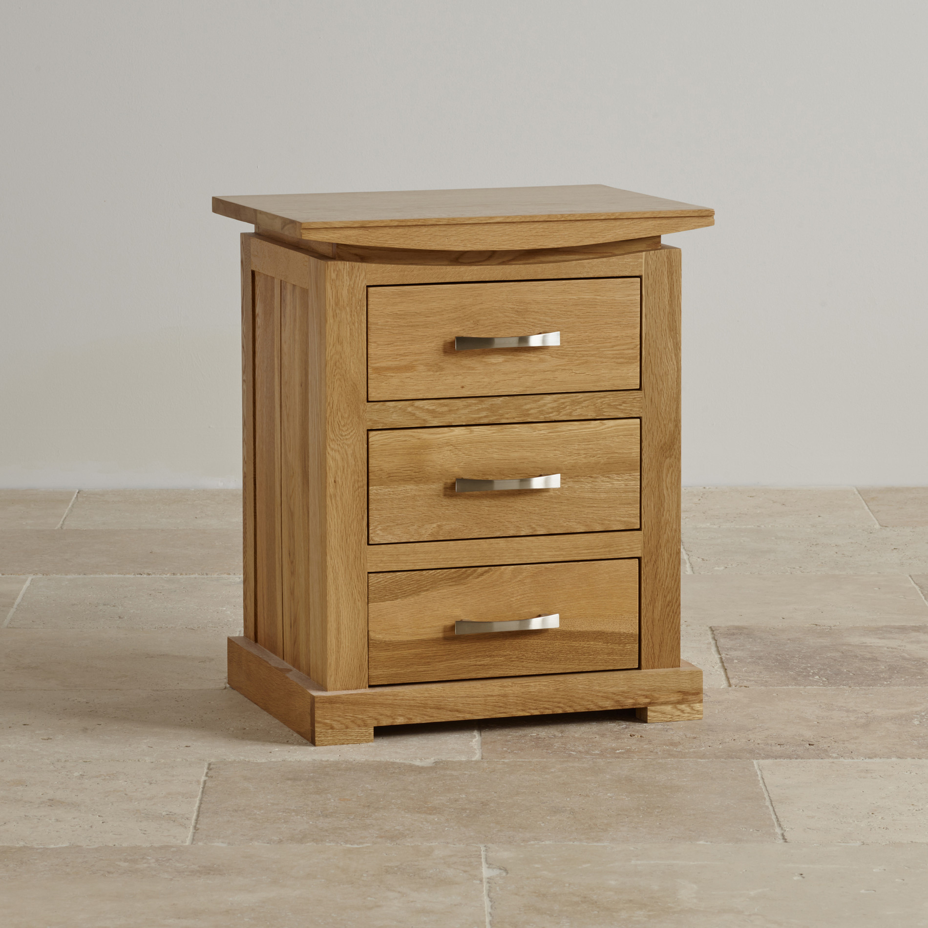 tokyo natural solid oak bedside table with 3 drawers 55d7054883a1b