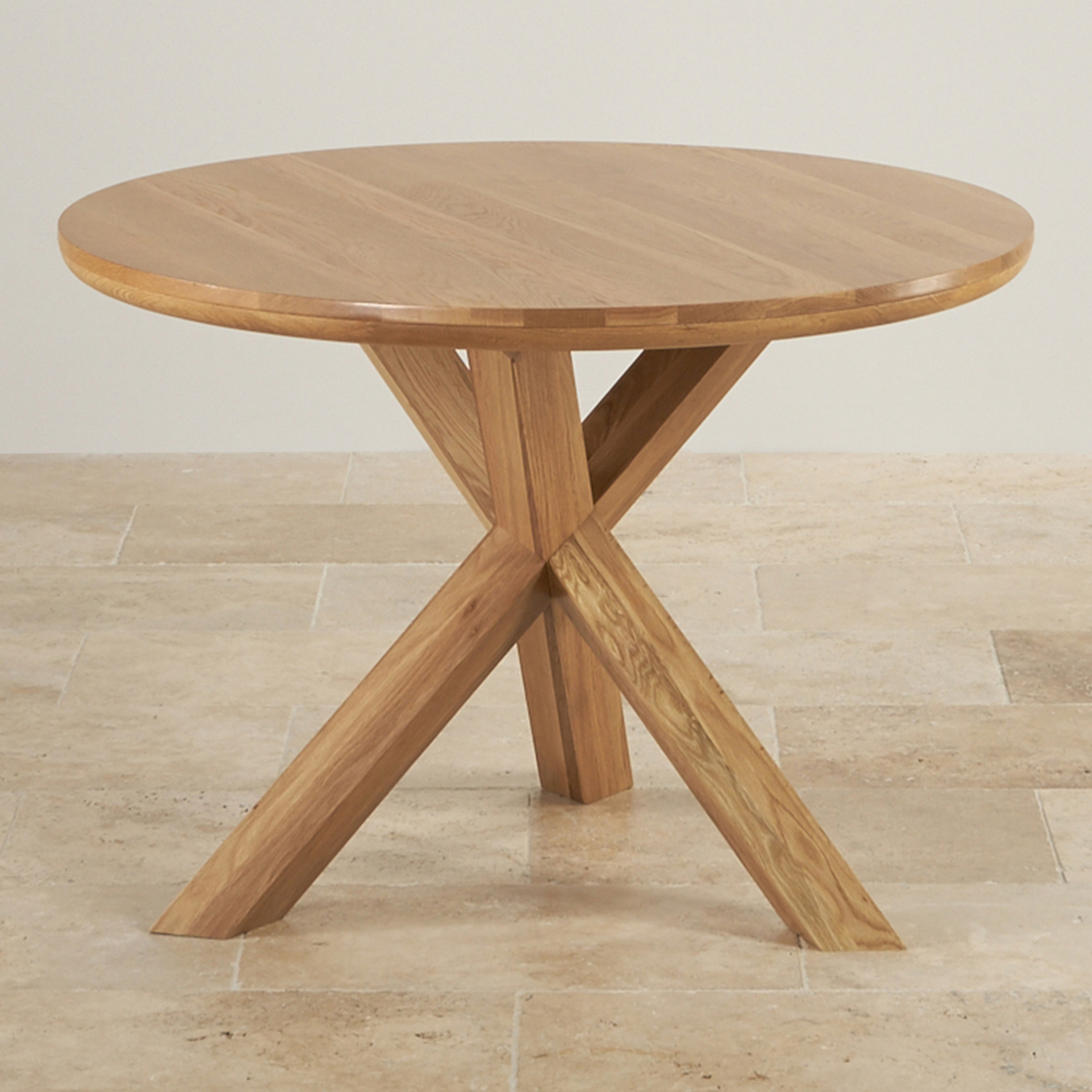 legs round table Legs Solid Crossed Table with Round Trinity Oak Natural