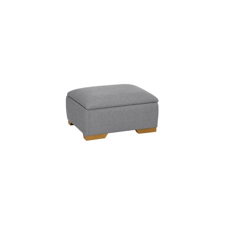 Abbey Storage Footstool in Silver with Grey fabric Oak Furniture Land