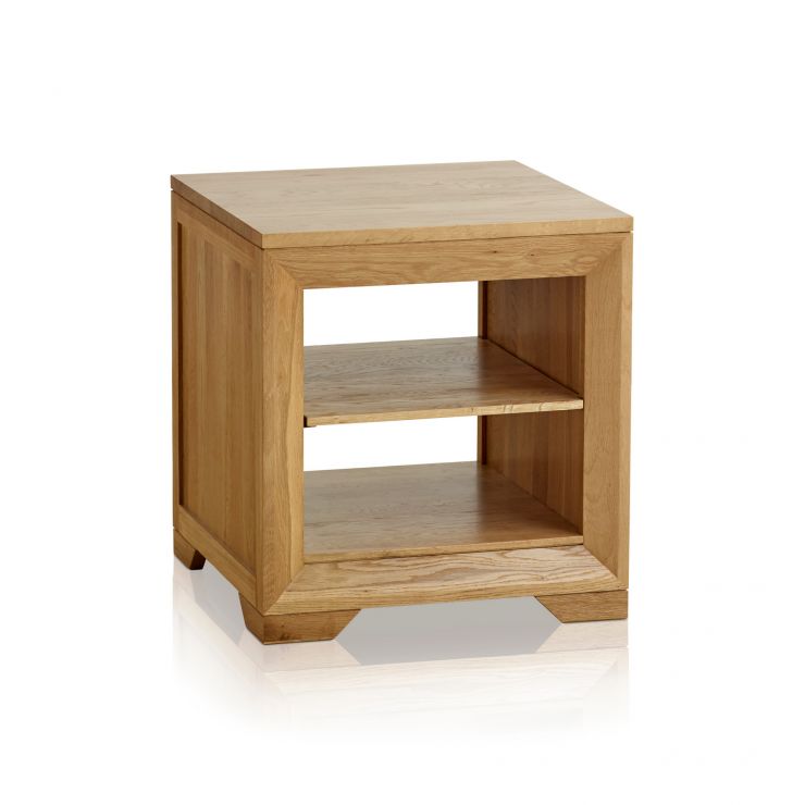 Bevel Bedside Table with Shelf in Natural Solid Oak