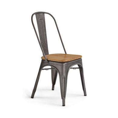 Brooklyn Natural Solid Oak and Metal Dining Chair 
