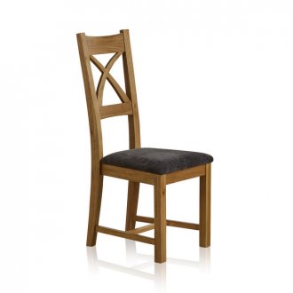 Arched Back Dining Chair In Natural Oak Plain Truffle Fabric