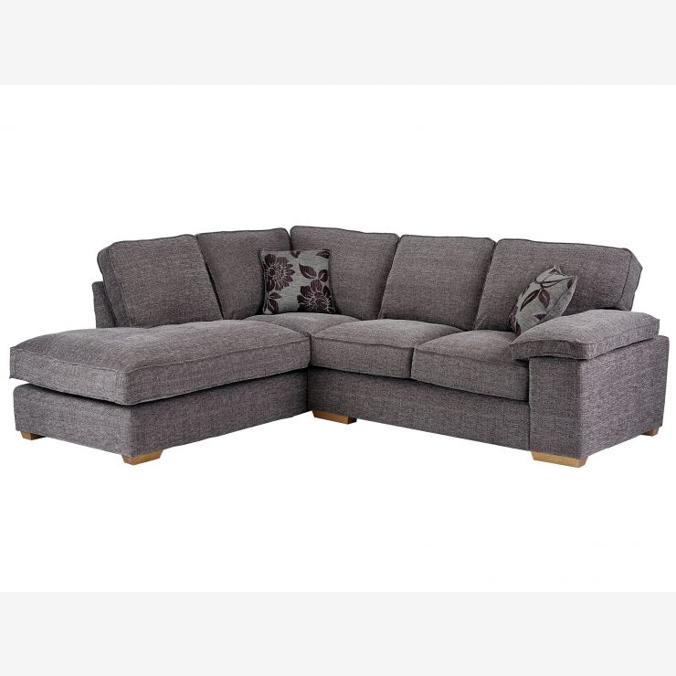 Denver Right Hand Facing Grey Barley Fabric Corner Sofa