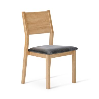 Ellison Oak Chair with Vintage Black Leather Look Fabric Seat