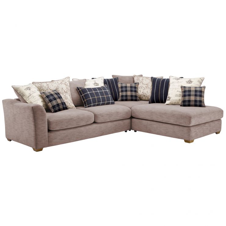 Florence Left Hand Corner Sofa with Pillow Back Silver