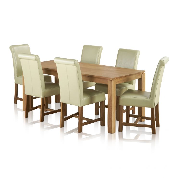 Galway Dining Set in Natural Oak 6ft Table + 6 Cream Leather Chairs