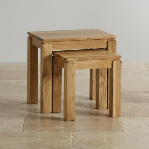 Oak Nest of Tables | Solid Wood Nesting Tables | Oak Furniture Land