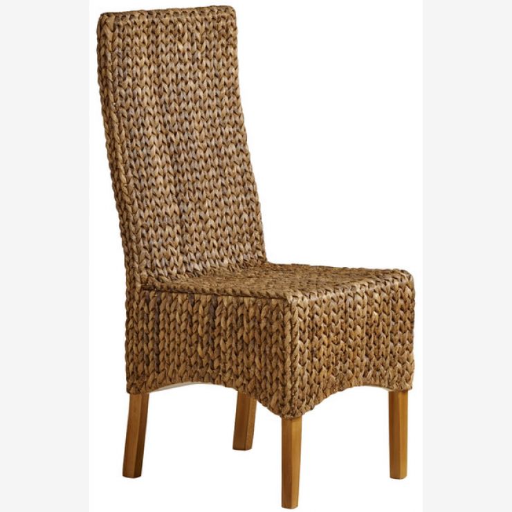 High Back Grass Chair in Natural Solid Mango Oak Furniture Land