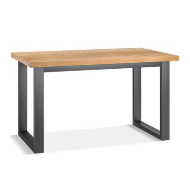 Maine Natural Solid Oak & Metal Fixed Dining Table 130cm