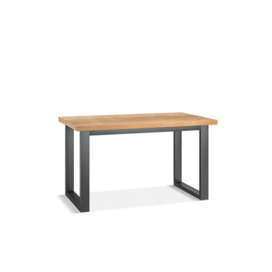 Maine Natural Solid Oak & Metal Fixed Dining Table 130cm