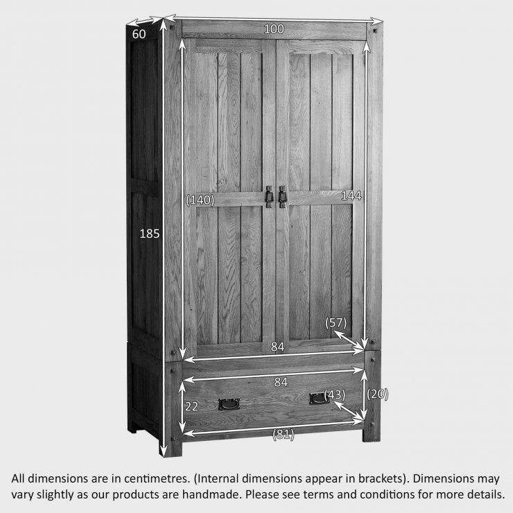 Quercus Double Wardrobe in Rustic Solid Oak Oak Furniture Land