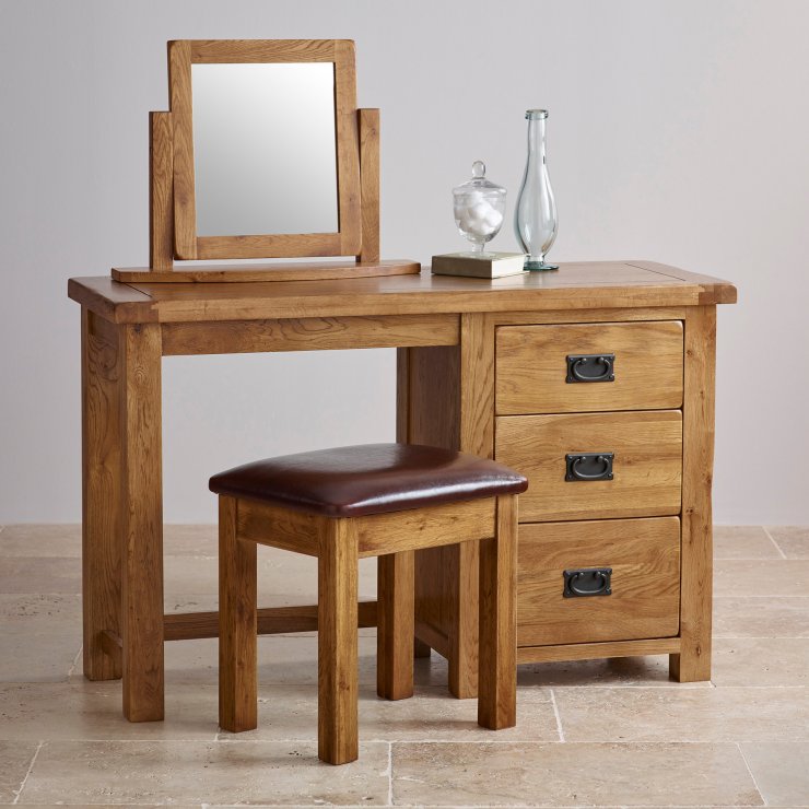 Original Rustic Dressing Table Set in Solid Oak