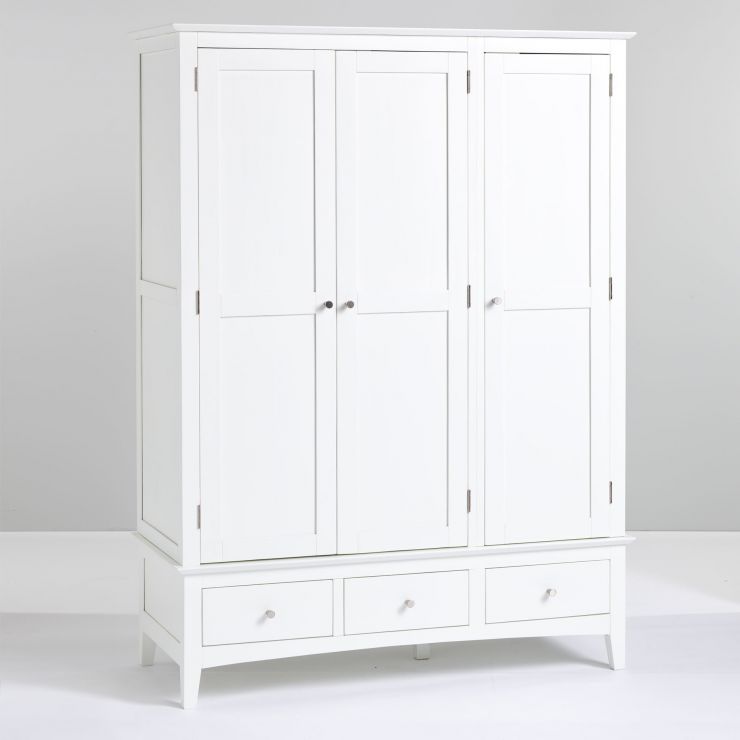 White Triple Wardrobe | The Shaker Collection | Oak Furnitureland