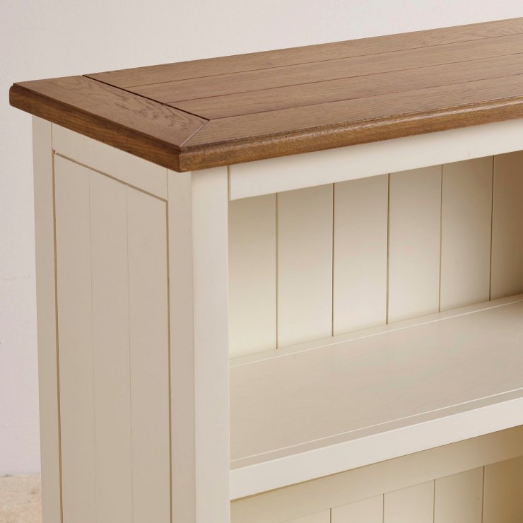 Shutter Cream Painted Tall Bookcase with Brushed Oak Top