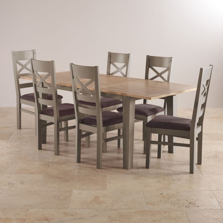 St. Ives Natural Oak and Grey Painted 5ft Extending Dining Table