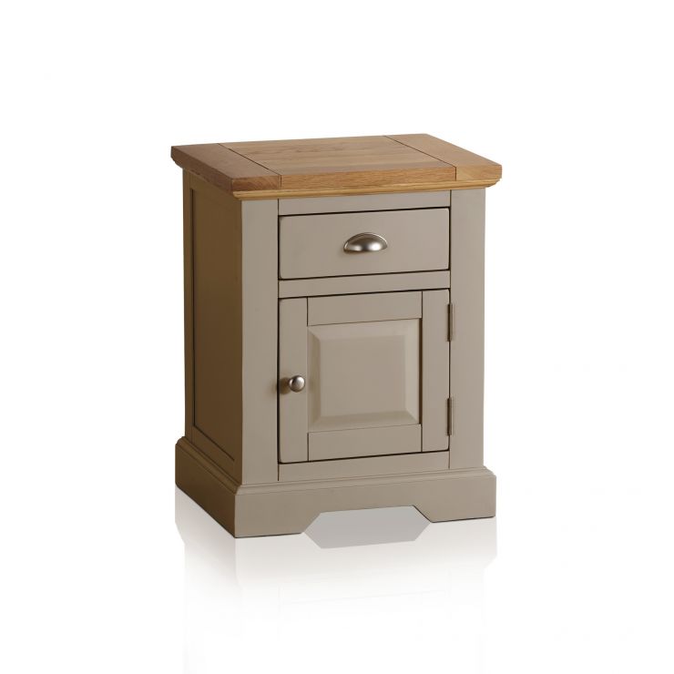 St Ives Grey Bedside Table With Brushed Oak Top St Ives Natural Oak And Light Grey Painted Bedside Table Image 1 Express Delivery