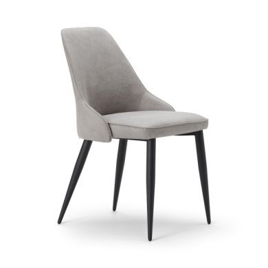 Aria Dining Chair in Light Grey with Black Metal Legs