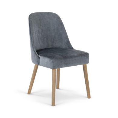 Bette Upholstered Chair with Oak Legs in Heritage Granite Velvet
