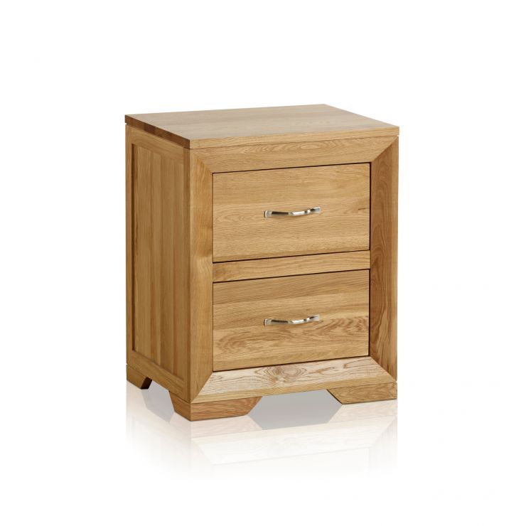 Bevel Natural Solid Oak 2 Drawer Bedside Cabinet