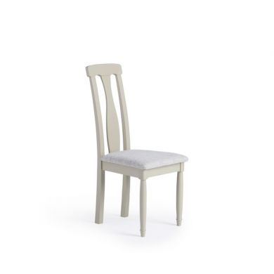 Brindle Natural Solid Oak and Painted Plain Grey Fabric Dining Chair