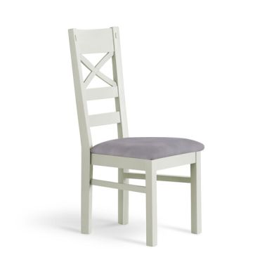Brompton Painted Acacia Dining Chair with a Dappled Silver Fabric Seat