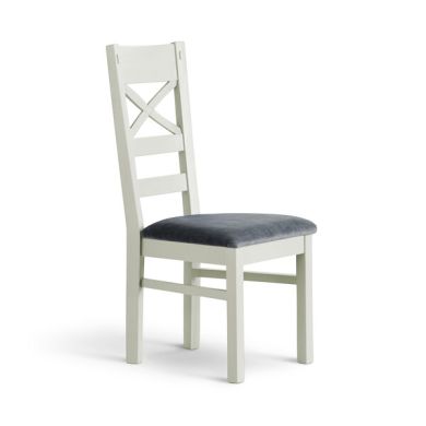 Brompton Painted Acacia Dining Chair with a Heritage Granite Velvet Seat