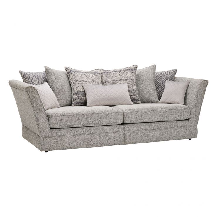 Carrington 4 Seater Pillow Back Sofa In Breathless Fabric Silver