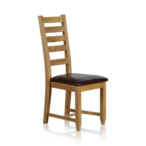 Oak & Leather Dining Chairs Solid Hardwood Oak Furniture Land