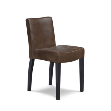 Dawson Upholstered Chair with Black Legs in Vintage Brown Leather Look Fabric