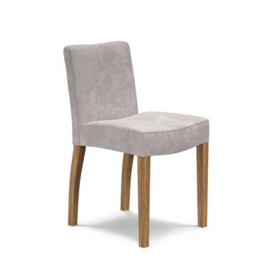 Dawson Upholstered Chair with Oak Legs in Suede Look Silver Fabric