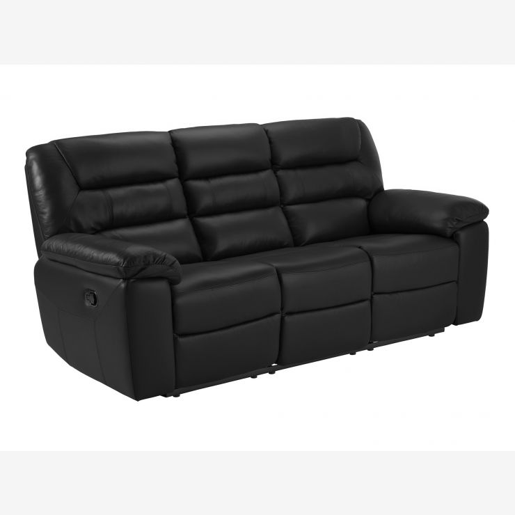 Devon 3 seater Electric Recliner Sofa in Black - Leather