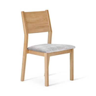 Ellison Oak Chair with Brooklyn Quill Grey Crushed Chenille Seat
