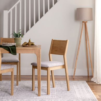 Ellison Oak Chair with Brooklyn Quill Grey Crushed Chenille Seat