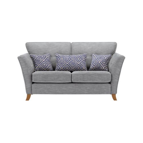 Grosvenor Traditional Loveseat in Silver with Yellow Scatters fabric Oak Furniture Land