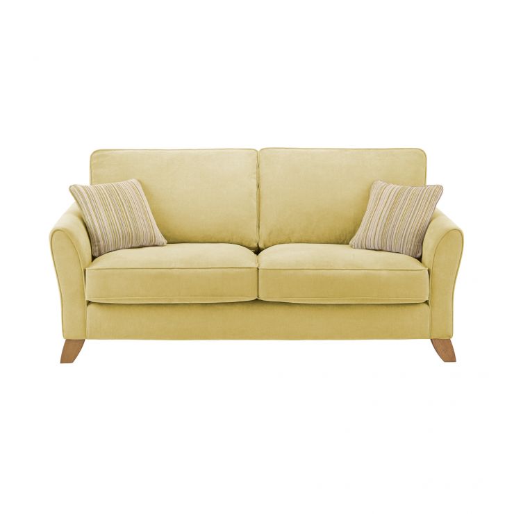 Jasmine 3 seater Sofa in Grace Lime with Salsa Summer Scatters Oak