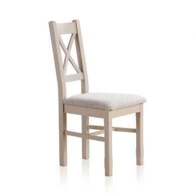 Kemble Rustic Solid Oak and Painted and Plain Grey Fabric Dining Chair