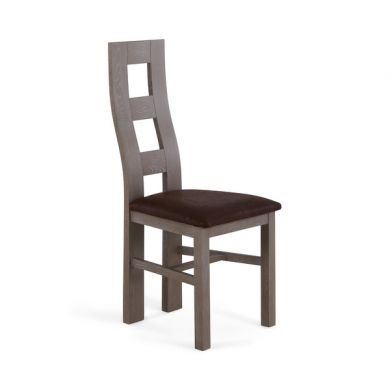 Willow Light Grey Solid Oak with Antiqued Brown Fabric Dining Chair
