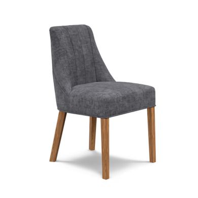 Marlene Upholstered Chair with Oak Legs in Brooklyn Asteroid Grey Fabric