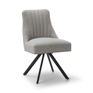 Mia Upholstered Chair with Black Metal Legs in Conway Champagne Fabric