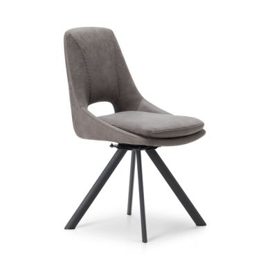 Nico Swivel Dining Chair in Dark Grey with Black Metal Legs