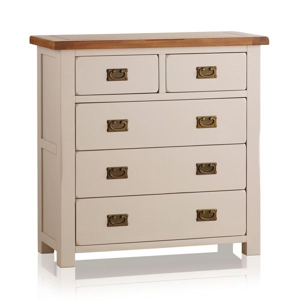 Natural oak and light grey painted 2+3 chest of drawers.