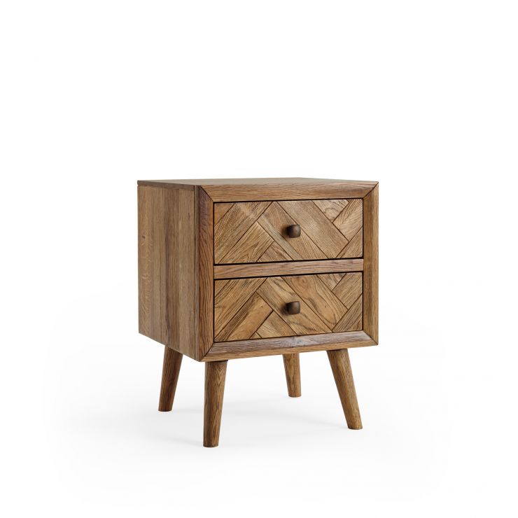Parquet Mid Century Modern 2 Drawer Bedside Table Oak Furnitureland
